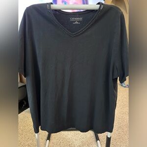Black t-shirts with fun crochet neck